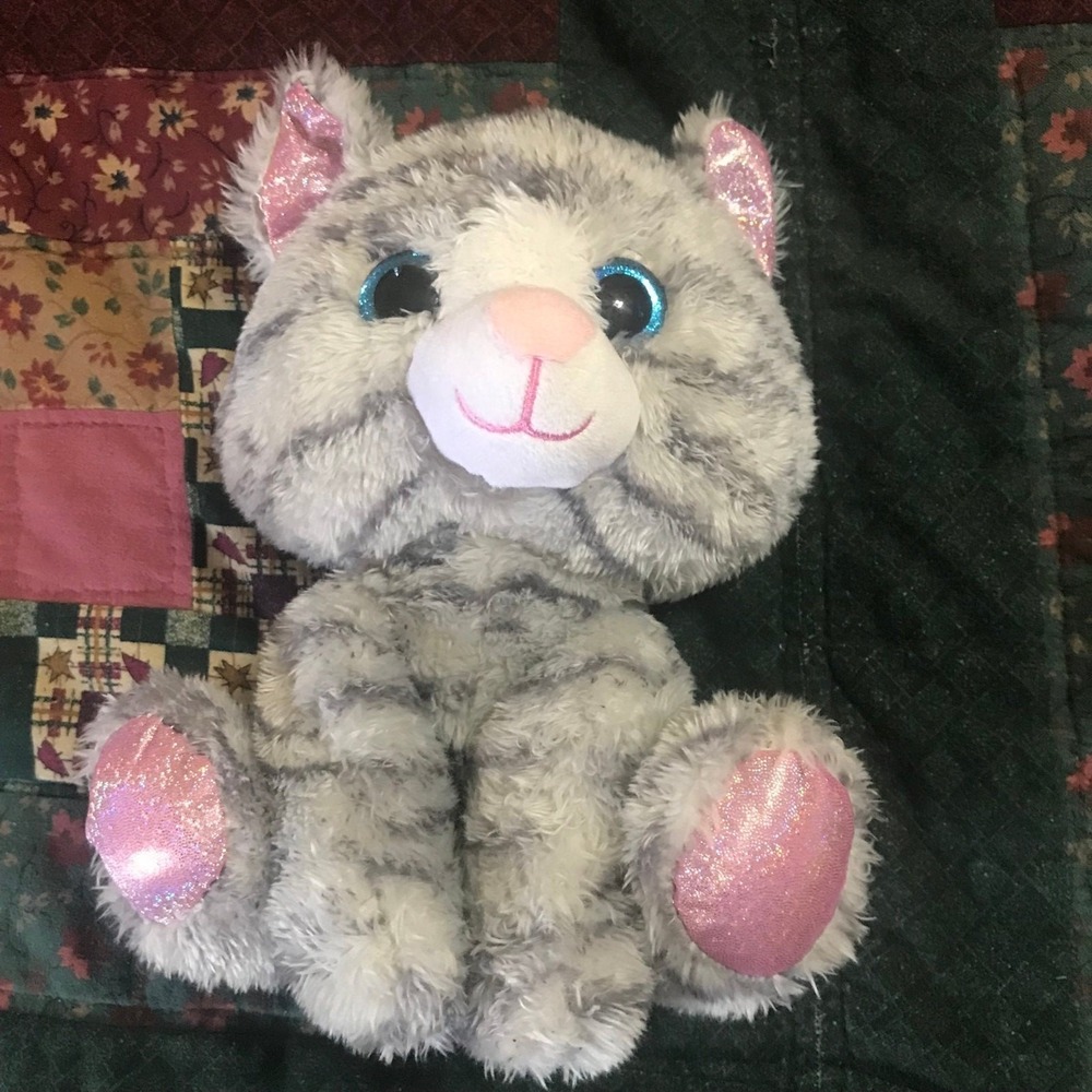 Glitter Eyes Gray Striped Cat Plush